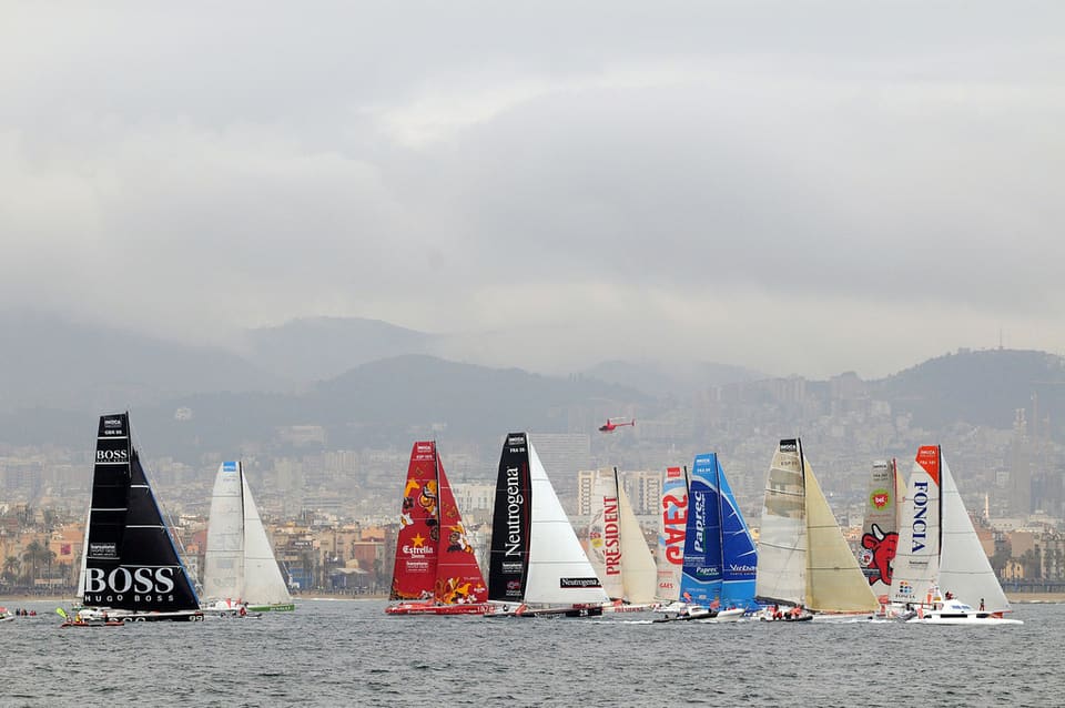 Start of the Barcelona World Race off Barcelona