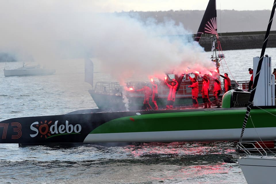 Sodebo Ultim 3 celebrated in Brest after Thomas Coville's 2026 Jules Verne Trophy record